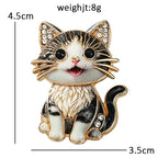 Smiling Seated Kitten Sparkle Brooch