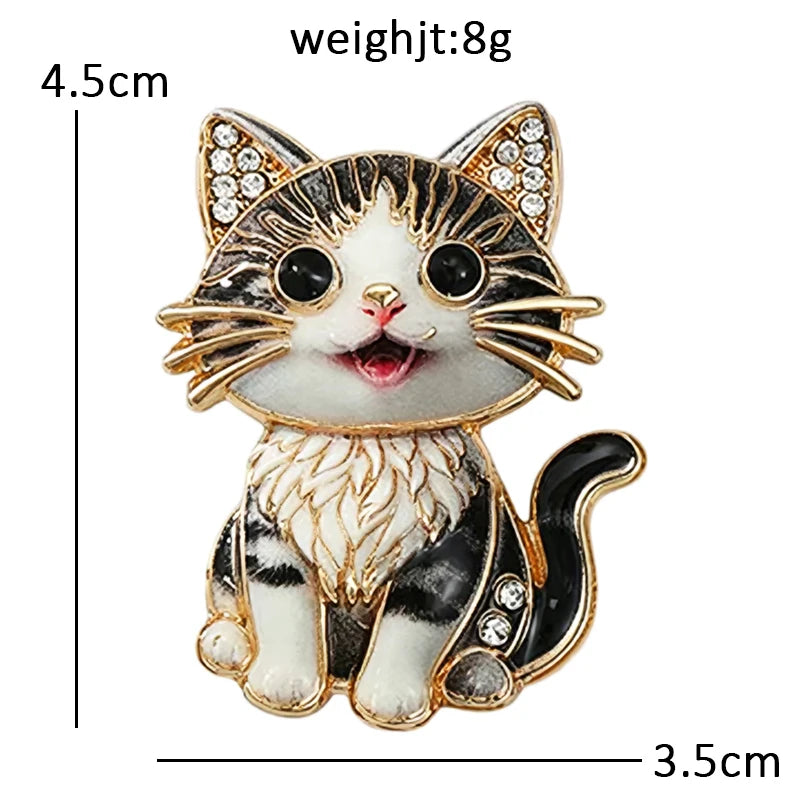 Smiling Seated Kitten Sparkle Brooch