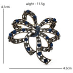 Vintage-Style Looping Rhinestone Bow Brooch — dimensions
