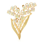 Lily of the Valley Bouquet with Golden Leaves Brooch — Lily of the Valley
