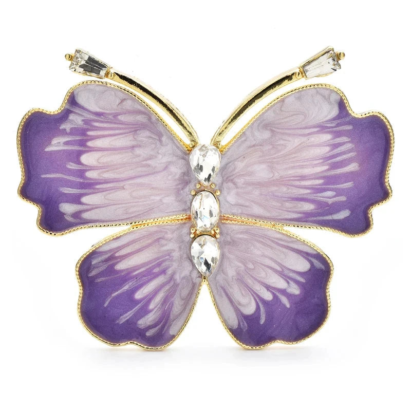Soft Enamel Butterfly with Sparkling Body Brooch — Purple