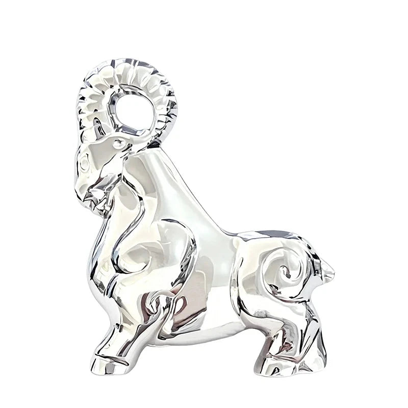 Polished Ram Stainless Steel Brooch original white background product photo
