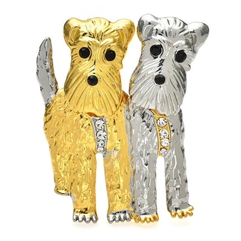 Two-Tone Terrier Pair Brooch