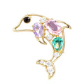 Leaping Dolphin with Pastel Faceted Accents Brooch original white background product photo