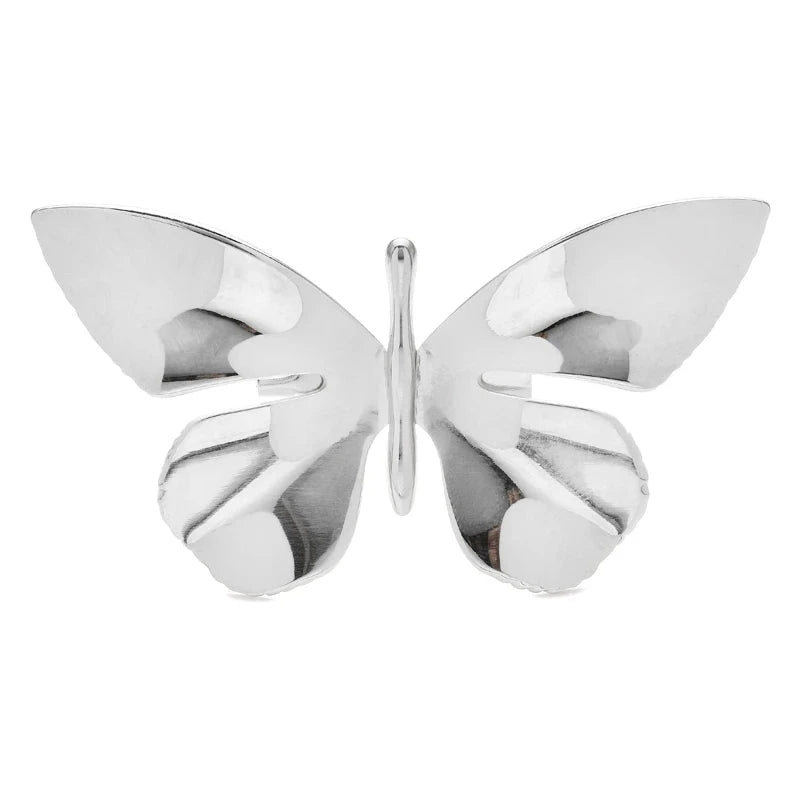 Polished Sculptural Butterfly Brooch — Silver