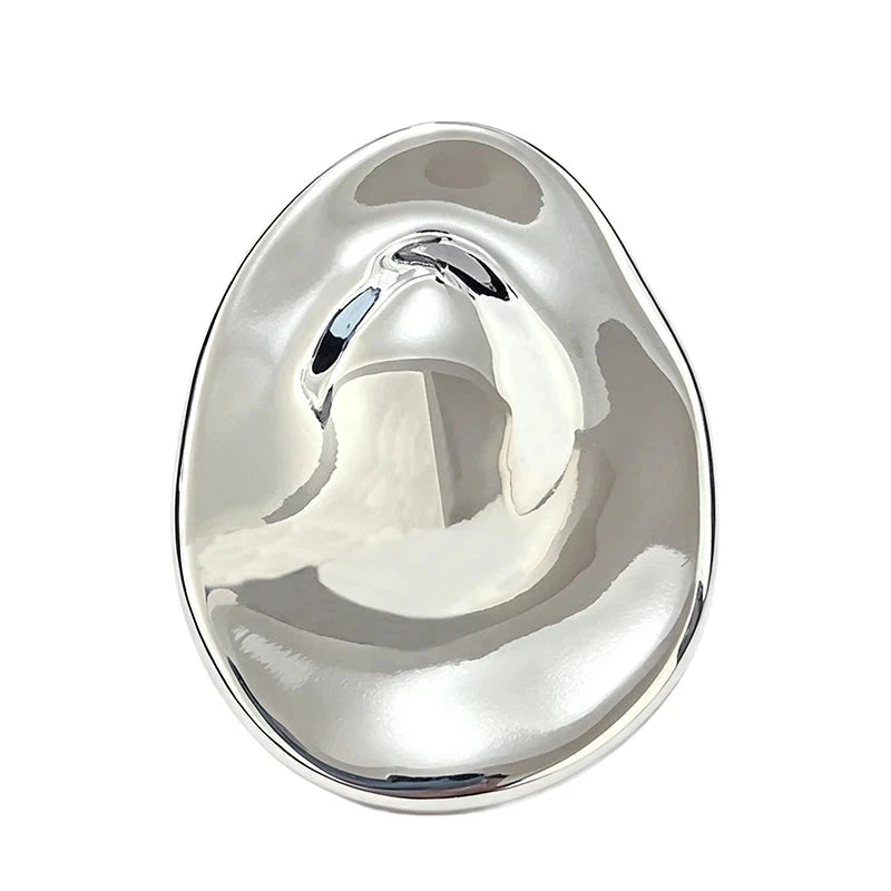 Organic Pebble Stainless Steel Brooch original white background product photo