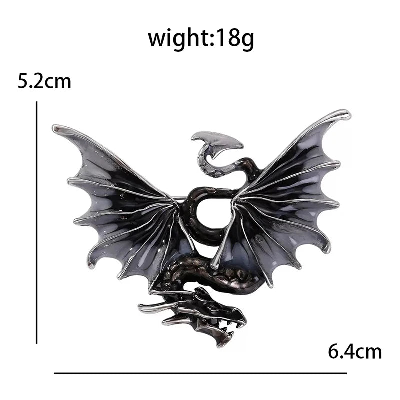 Winged Enamel Dragon Brooch — dimensions