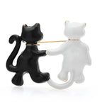 Broche paire de chats en émail