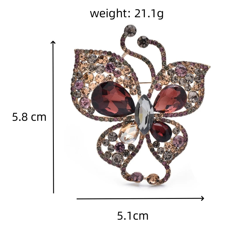 Rhinestone Swallowtail Butterfly Brooch — dimensions