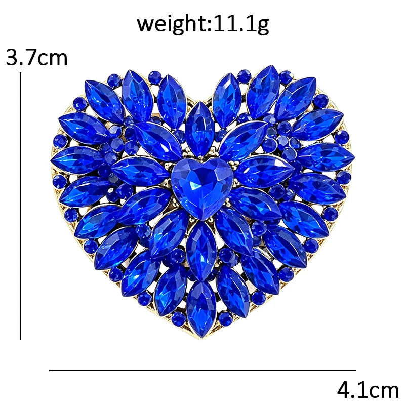 Layered Sparkling Heart Brooch