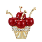 Cherry Topped Rhinestone Cupcake Brooch original white background product photo