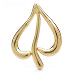 Open Heart Leaf Stainless Steel Brooch — Polished Gold