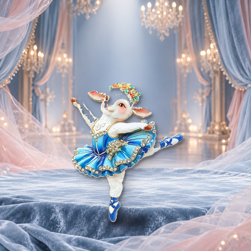 Ballerina Lamb in Tutu Brooch styled in a thematic scene