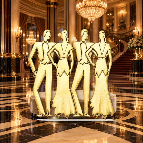 Ballroom Dancers in Silhouette Brooch styled in a thematic scene