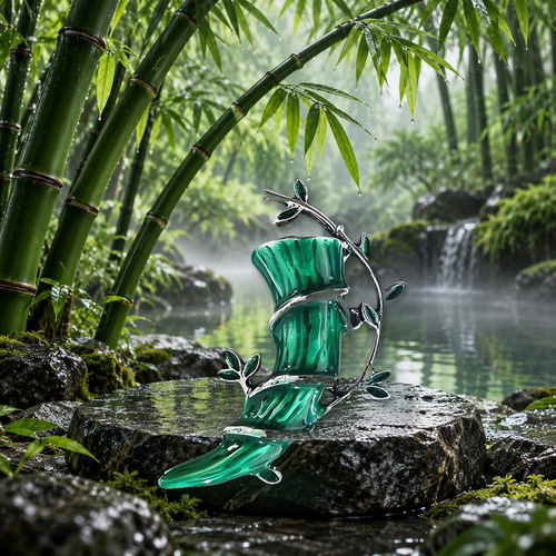 Bamboo Horn with Leaf Sprig Brooch styled in a thematic scene