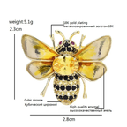 Golden Cubic Zirconia Bee Brooch