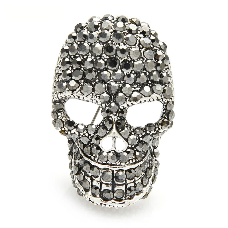 Crystal Pavé Skull Brooch