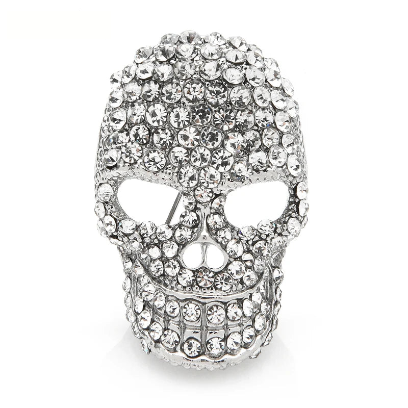 Crystal Pavé Skull Brooch