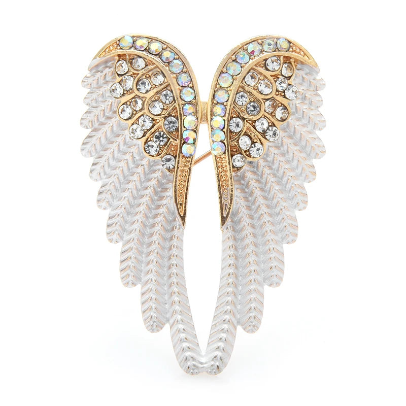 Jeweled Angel Wings Brooch
