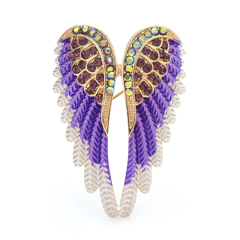 Jeweled Angel Wings Brooch