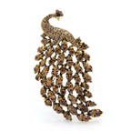 Jeweled Peacock Tail Brooch