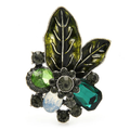 Jeweled Botanical Leaf Cluster Brooch
