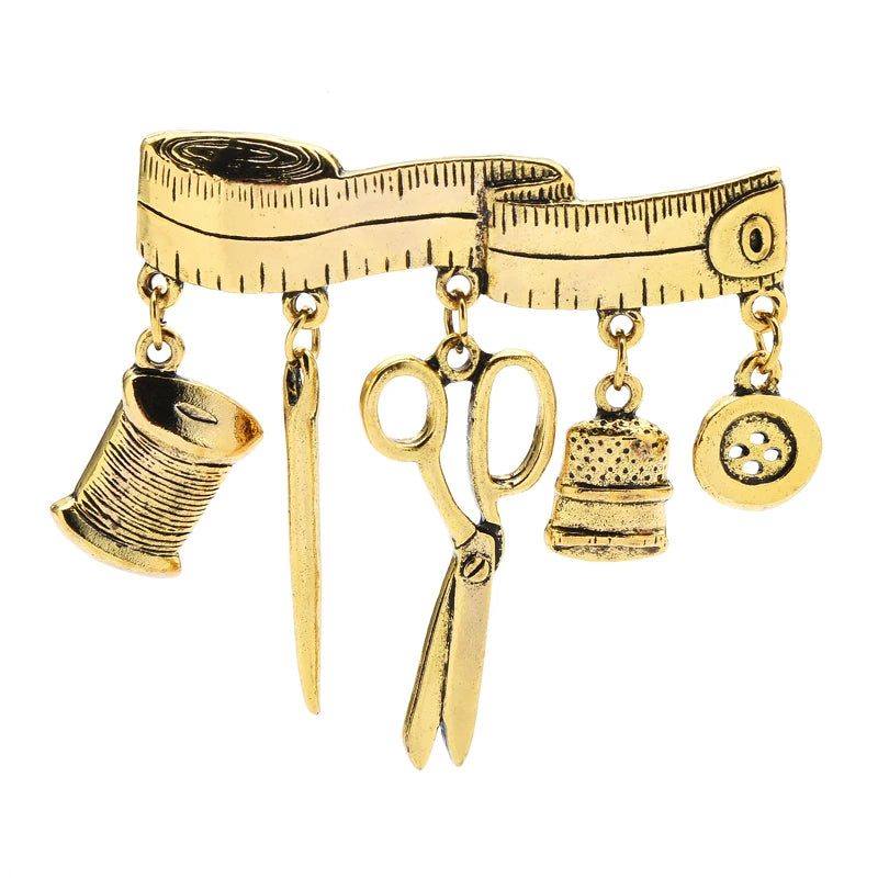 Vintage Sewing Tools Brooch
