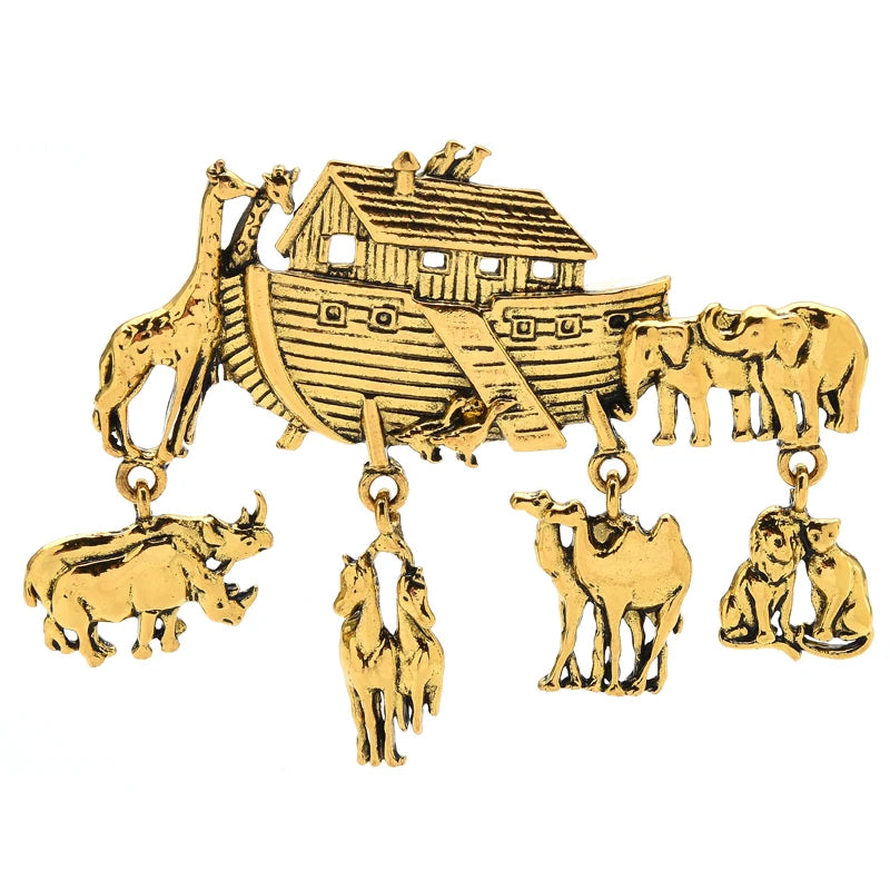 Noah's Ark Animal Charm Brooch