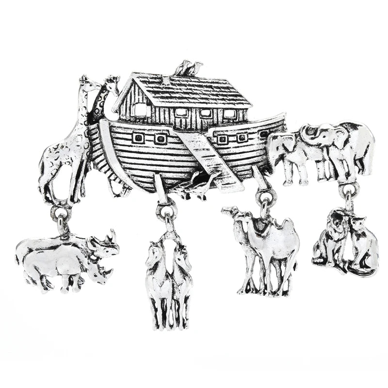 Noah's Ark Animal Charm Brooch