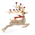 Pearl-Look Running Reindeer Brooch