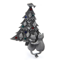 Cats Under Christmas Tree Brooch