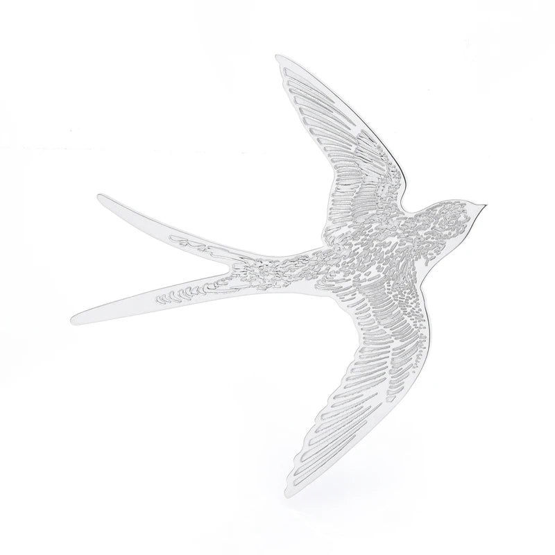 Etched Swallow Silhouette Brooch