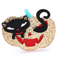 Glitter Cat in Pumpkin Acrylic Brooch