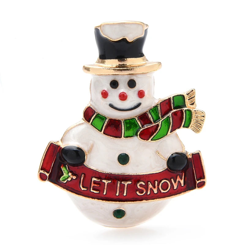 Enamel Let It Snow Snowman Brooch