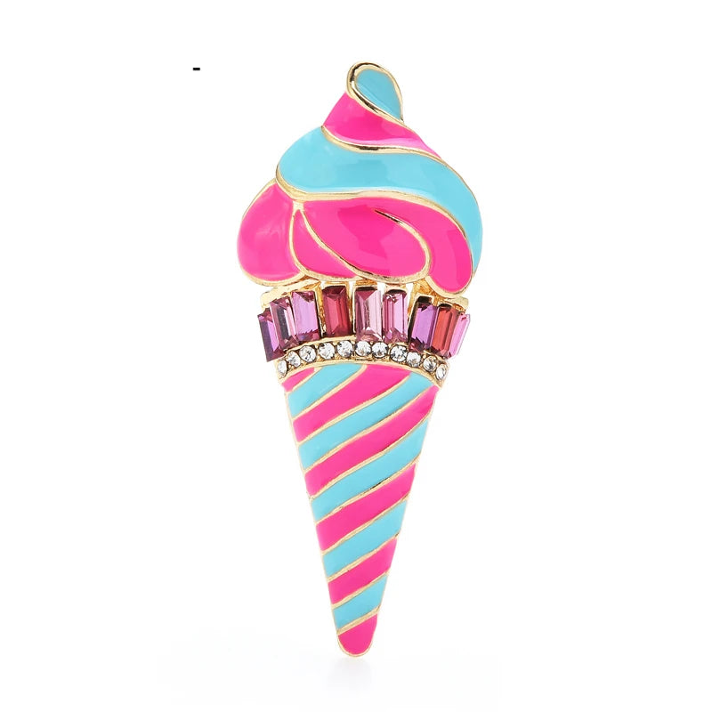 Pink and Turquoise Ice Cream Brooch