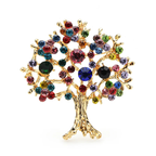 Multicolor Jeweled Tree Brooch
