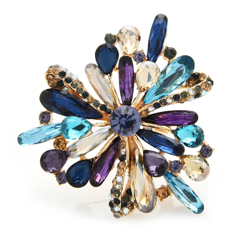 Multicolor Marquise Flower Brooch