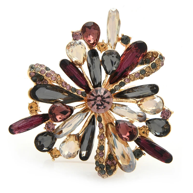 Multicolor Marquise Flower Brooch