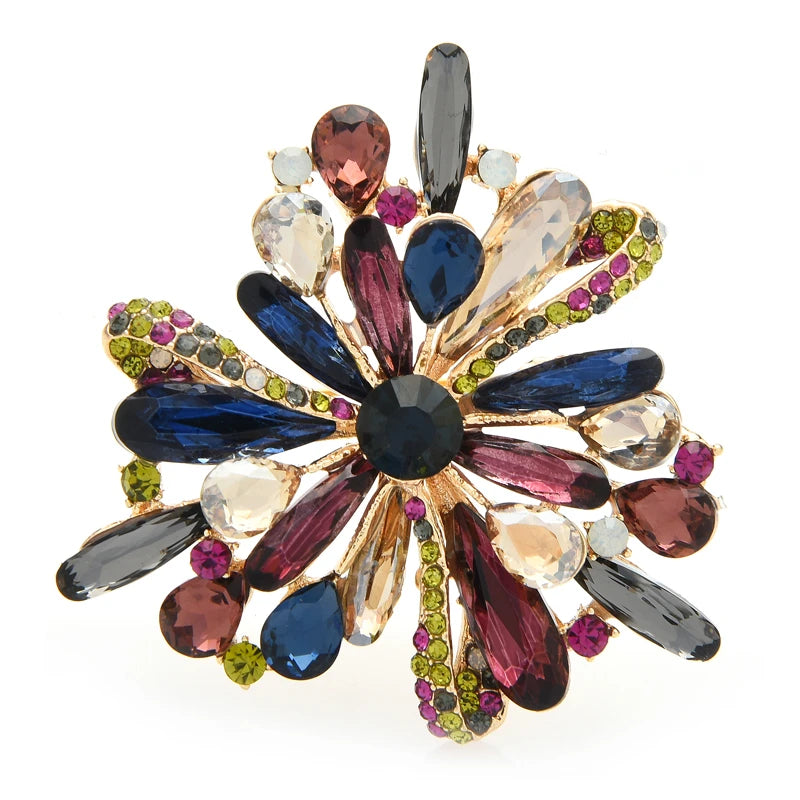 Multicolor Marquise Flower Brooch