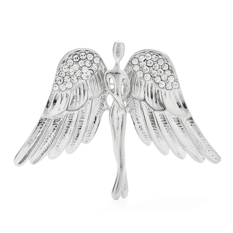 Sculpted Angel with Open Wings Brooch