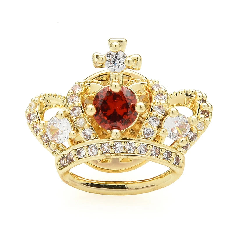 Red Jewel Crown Collar Brooch