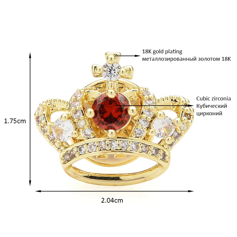 Red Jewel Crown Collar Brooch