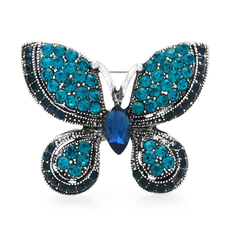 Jeweled Teardrop Wing Butterfly Brooch