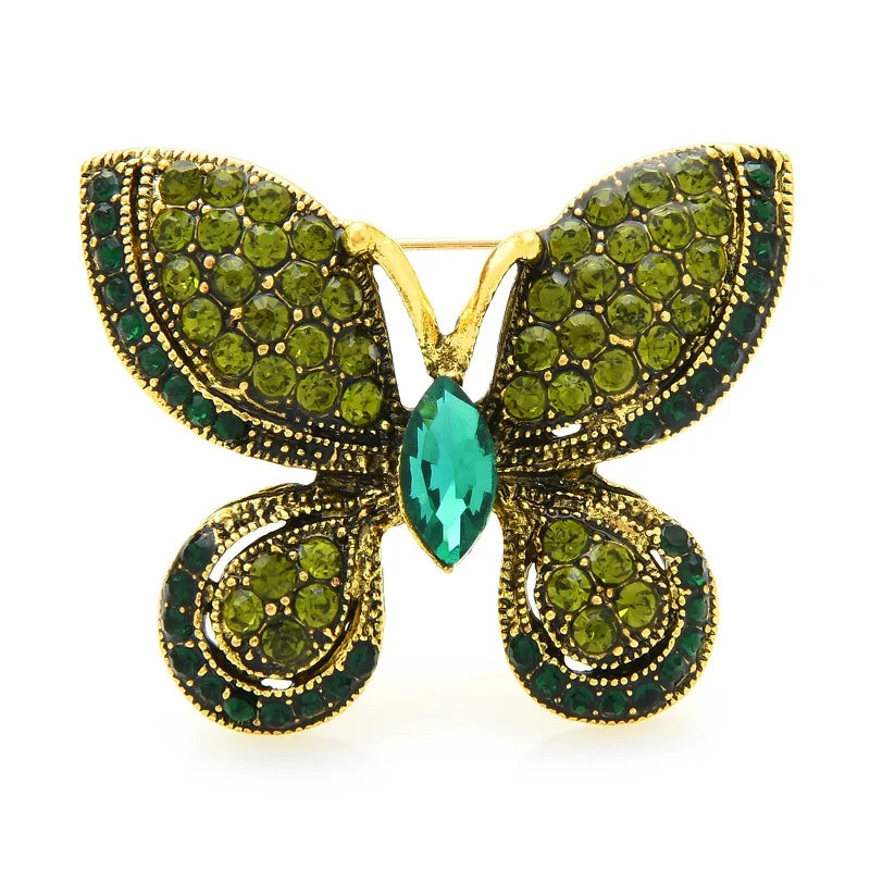 Jeweled Teardrop Wing Butterfly Brooch