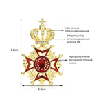 Red Enamel Crown and Star Brooch