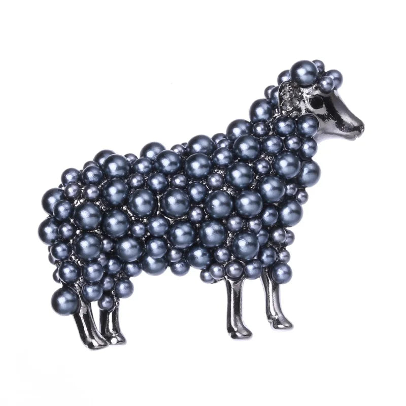 Pearl-Look Sheep Brooch