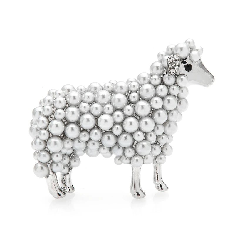 Pearl-Look Sheep Brooch
