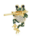 Jeweled Flute Playing Frog Brooch