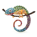 Multicolor Jeweled Chameleon Brooch