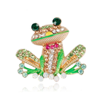 Smiling Jeweled Frog Brooch